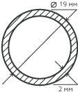 Труба нержавеющая 19х2 мм.  10Х17Н13М2Т бесшовная, круглая, матовая